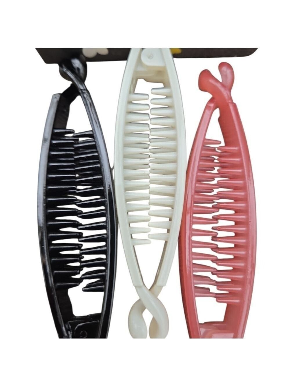 Set of Three Hair Combs CLIPS in Black, White, and Pink - Picture 2 of 7